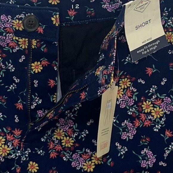 St Johns Bay Floral Shorts Womens 12 Blue New 5" Mid Rise Summer - Picture 8 of 15
